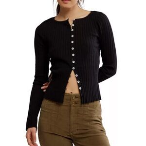 Free People Tilly's Cardigan In Black Size Medium